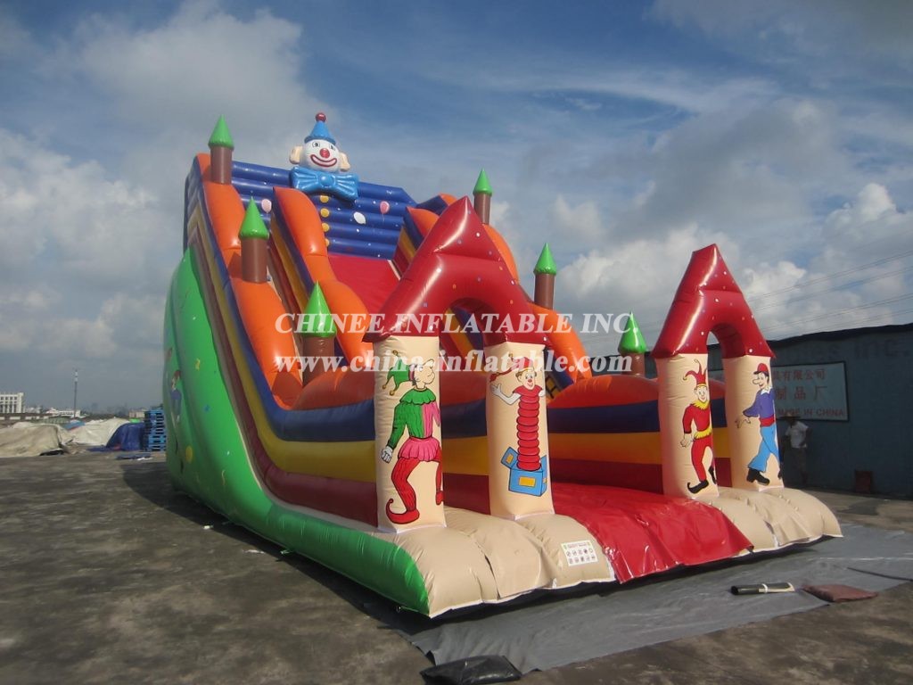 T8-1244 Happy Clown Giant Castle Slide For Kids Large Inflatable Slide