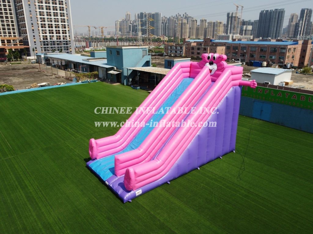 T8-704 Pink Panther Theme Giant Inflatable Slide Kids Outdoor Party Event