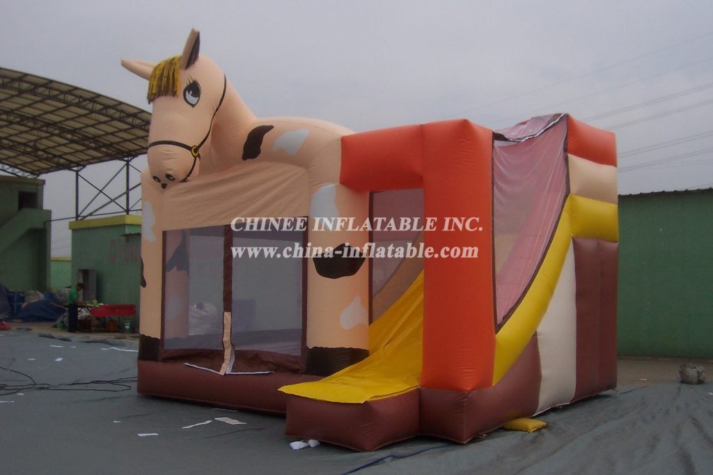 T5-114 Horse Inflatable Castle Bouce House Combo With Slide