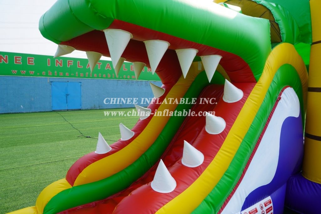 T8-3810 Crocodile Themed Combo With Slide Jungle Inflatable Water Slide