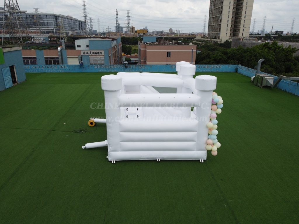 T2-3603 Pure White Wedding Bouncy Castle With Slide