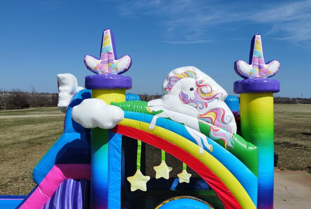 T2-4695 Unicorn Bouncer With Double Lane Slide