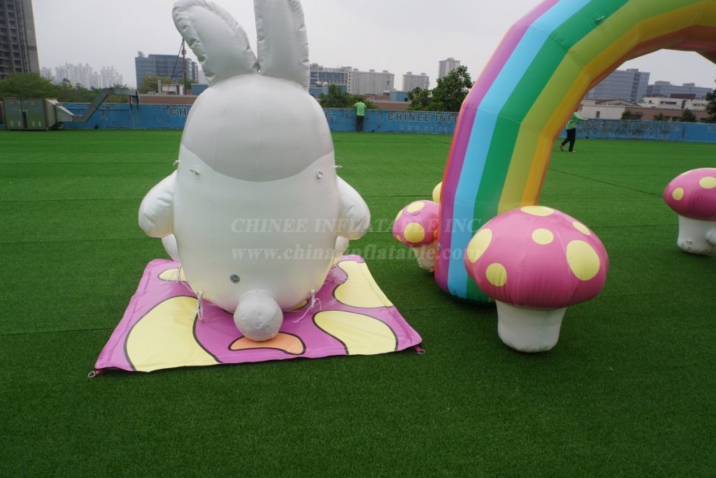 Arch2-402 Rainbow Bunny Arch Easter Celebration Inflatable Decoration