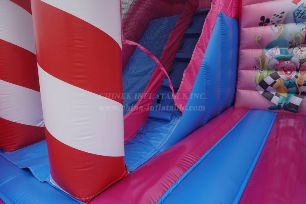 T2-3334B Sweet Candy-Themed Pink Inflatable Bounce House With Slide