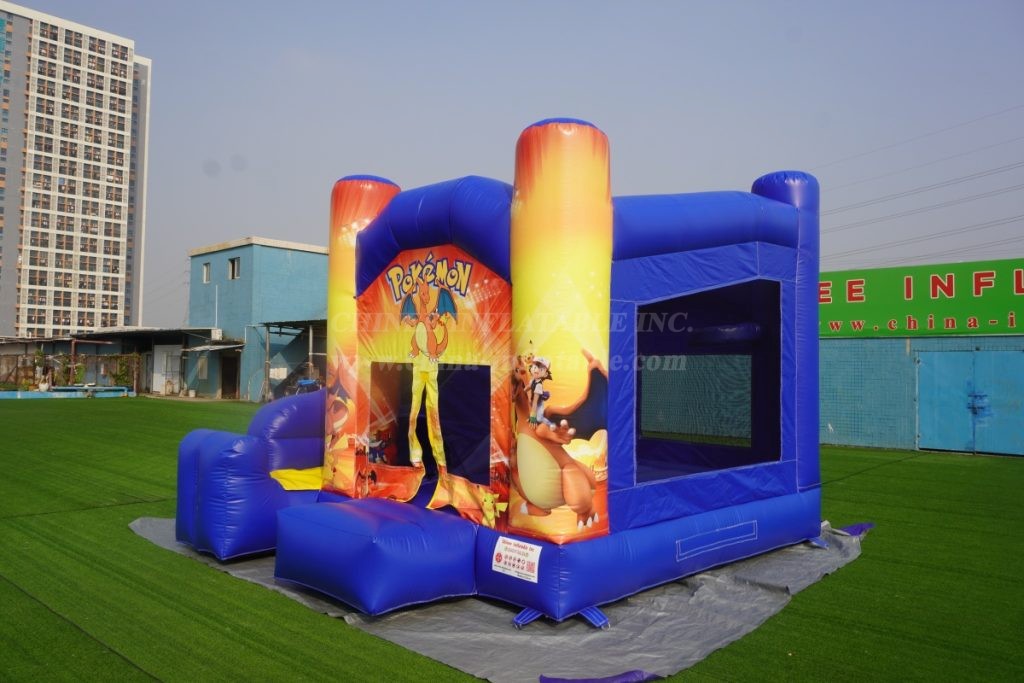 T2-3226A Pokémon theme bouncy castle with slide