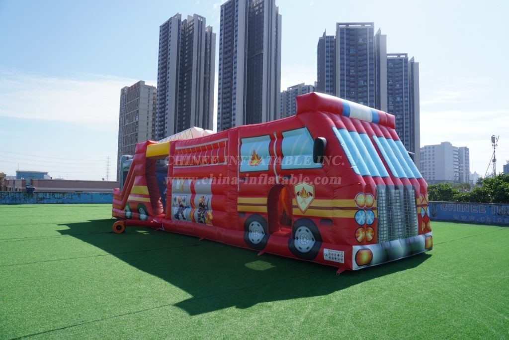 T7-3619 Firetruck Inflatable Obstacle Courses