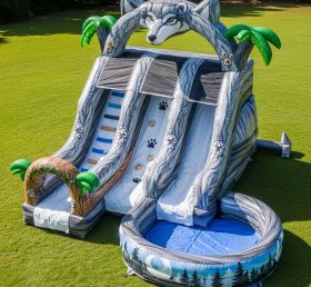 T8-5895 Wolf Theme Inflatable Water Slid...