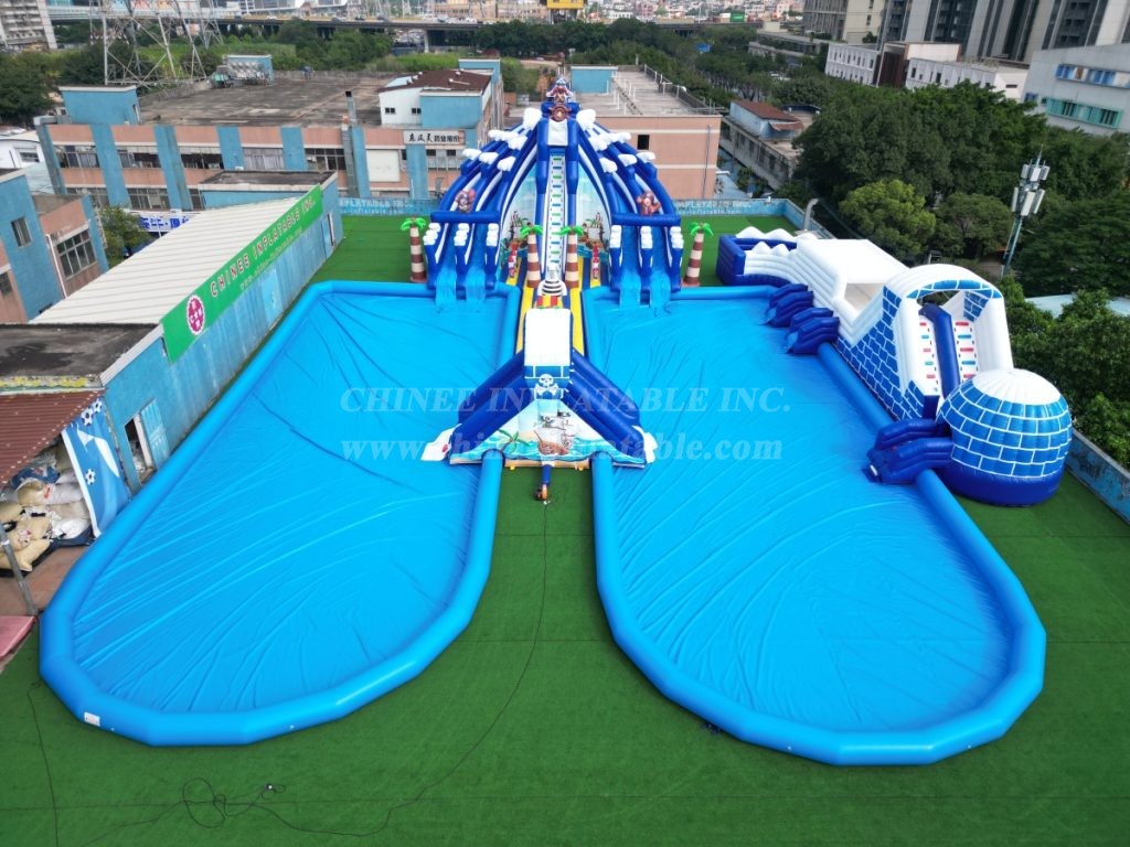 Pool2-815 Pirates Theme Inflatable Water Park Complex with Giant Slides & Pools