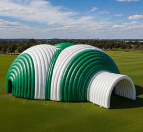 Tent1-6254 Green White Striped Dome Infl...